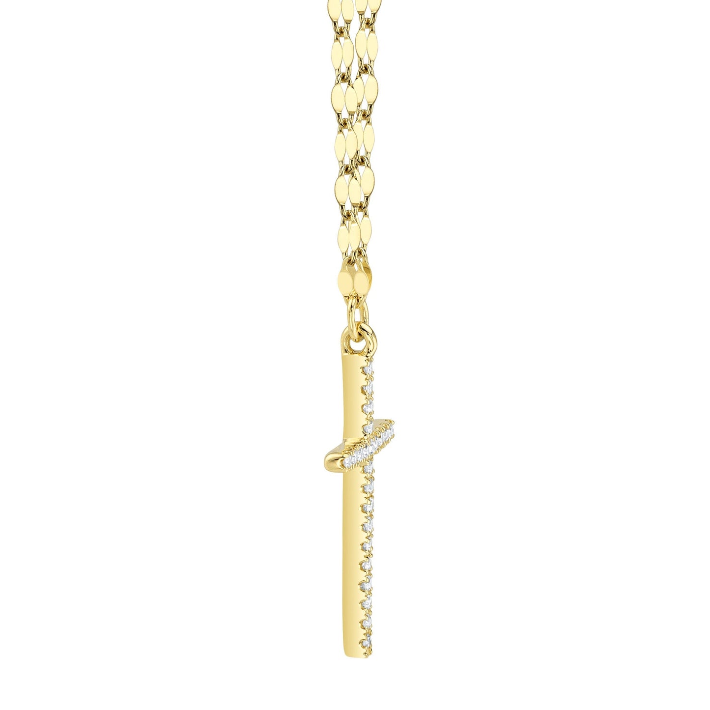 0.06CT 14K Y/G DIAMOND CROSS SPARKLE CHAIN NECKLACE