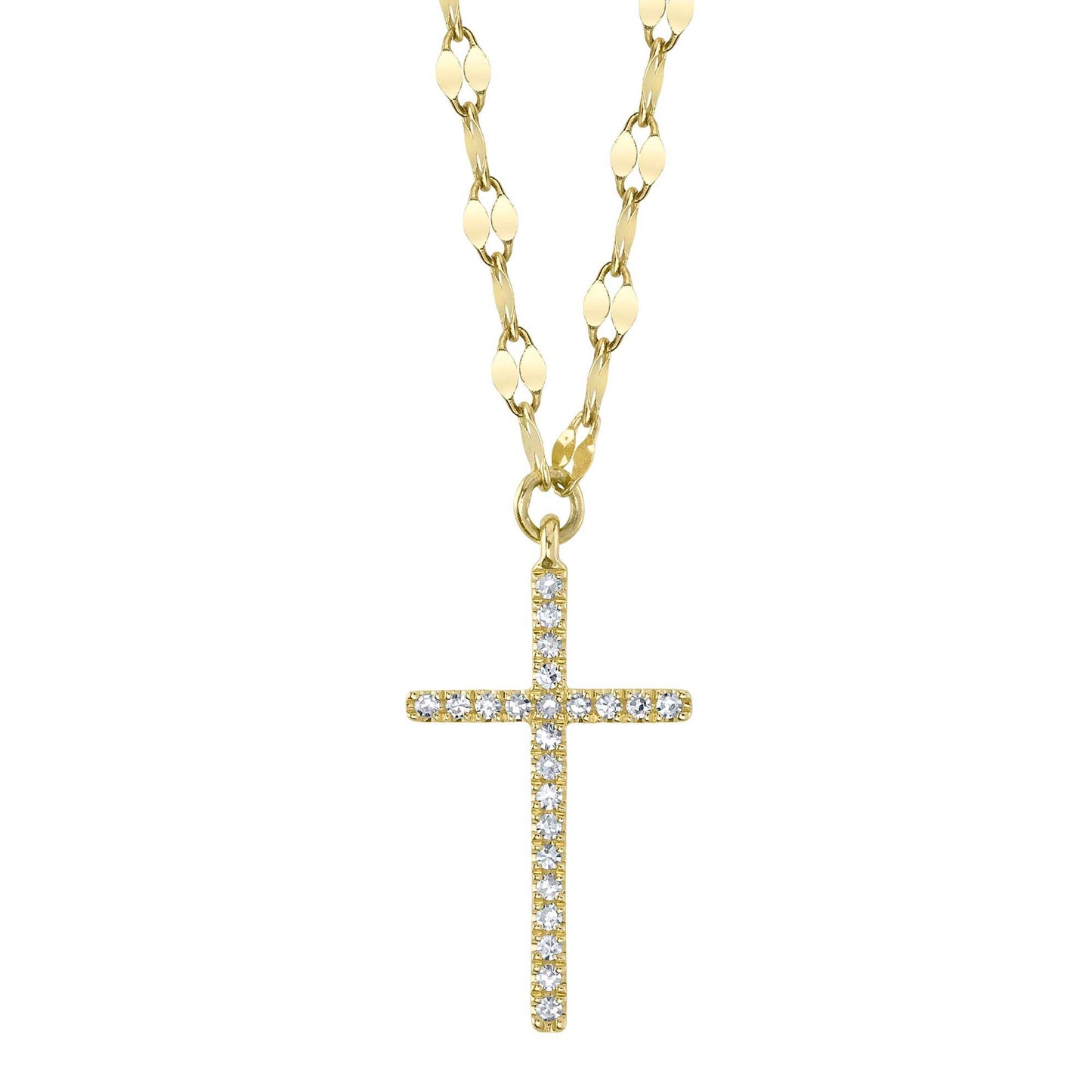 0.06CT 14K Y/G DIAMOND CROSS SPARKLE CHAIN NECKLACE