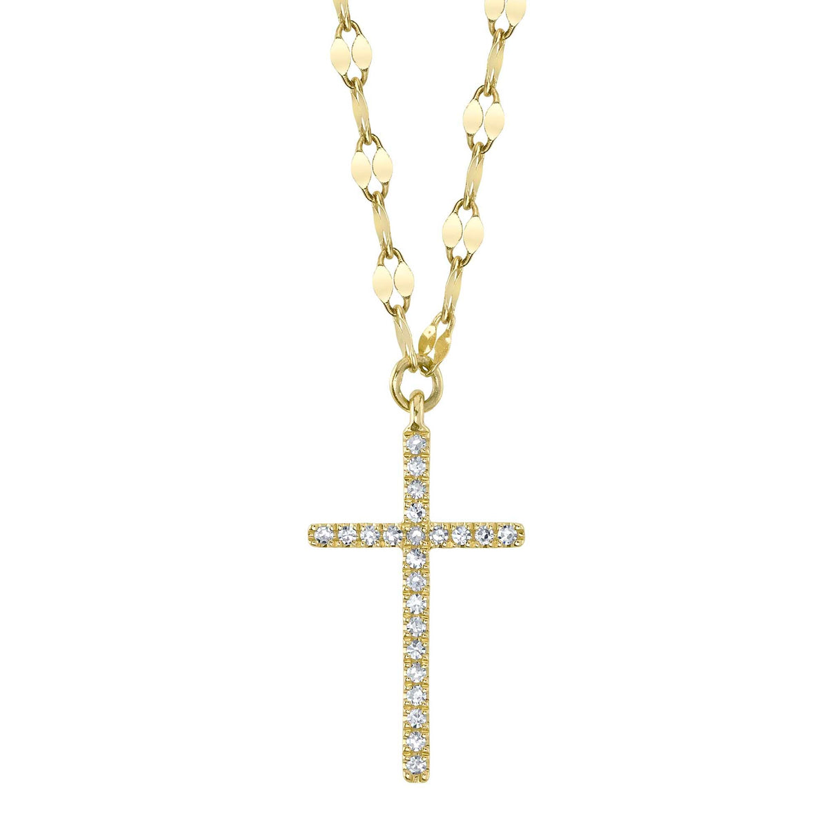 0.06CT 14K Y/G DIAMOND CROSS SPARKLE CHAIN NECKLACE