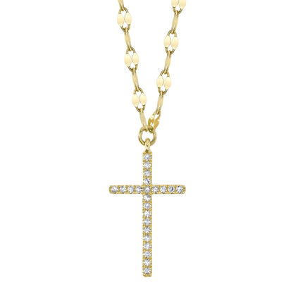 0.06CT 14K Y/G DIAMOND CROSS SPARKLE CHAIN NECKLACE