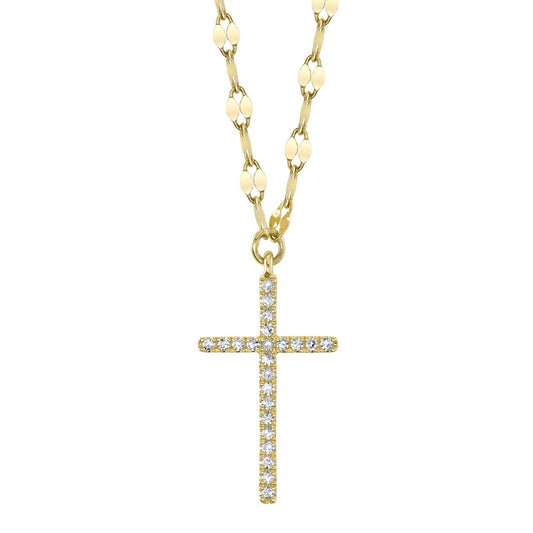0.06CT 14K Y/G DIAMOND CROSS SPARKLE CHAIN NECKLACE