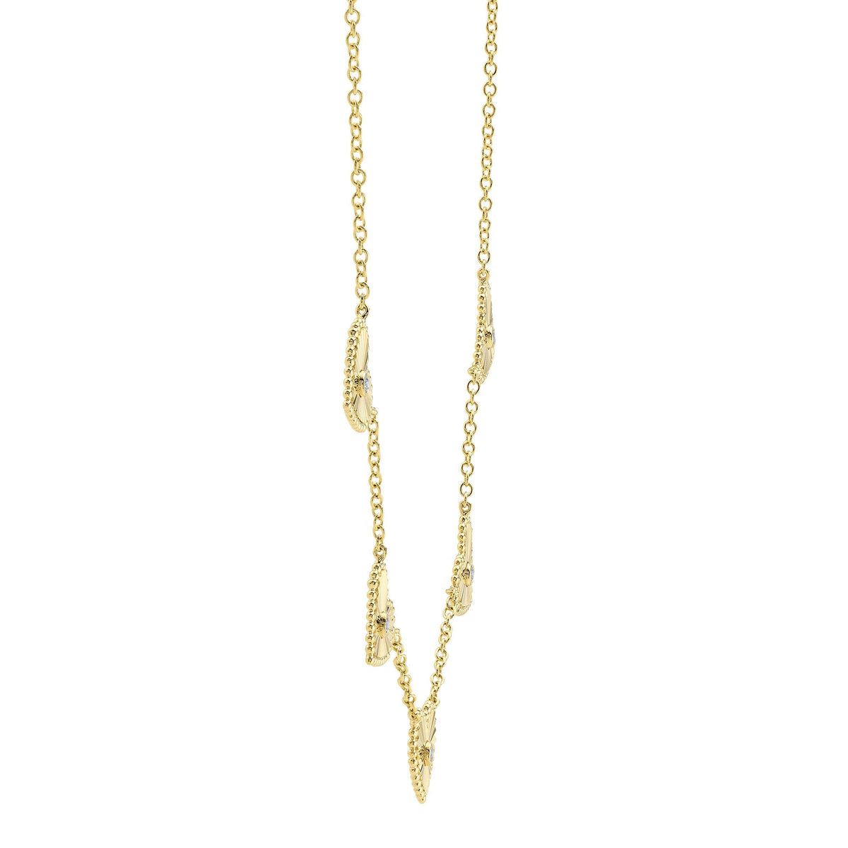 0.09CT 14K Y/G DIAMOND BEZEL RIBBED HEART NECKLACE