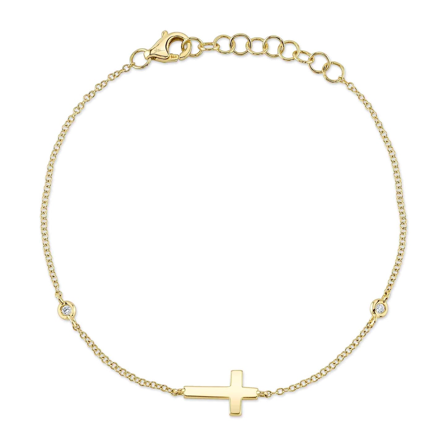 0.03CT 14K Y/G DIAMOND BEZEL CROSS BRACELET