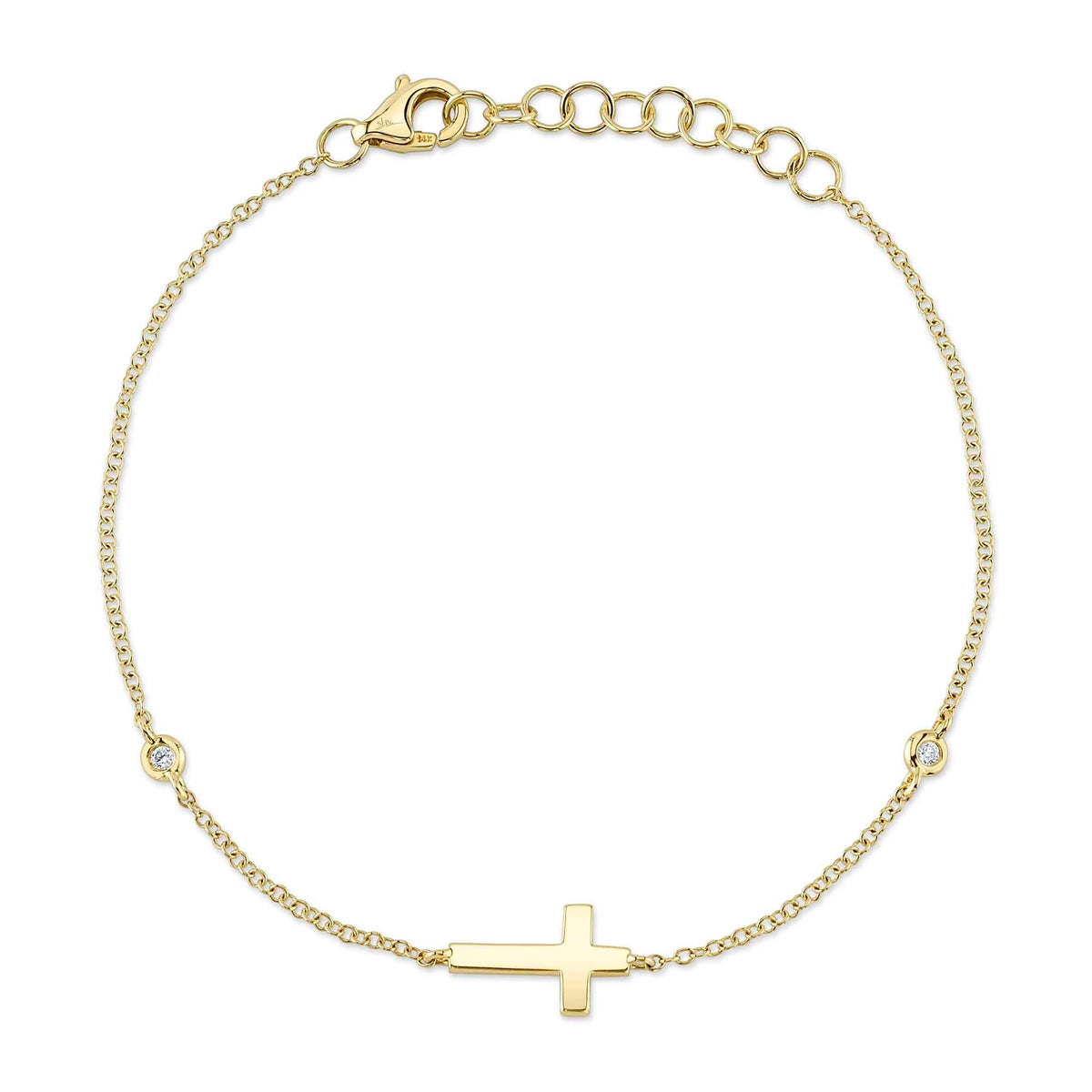 0.03CT 14K Y/G DIAMOND BEZEL CROSS BRACELET
