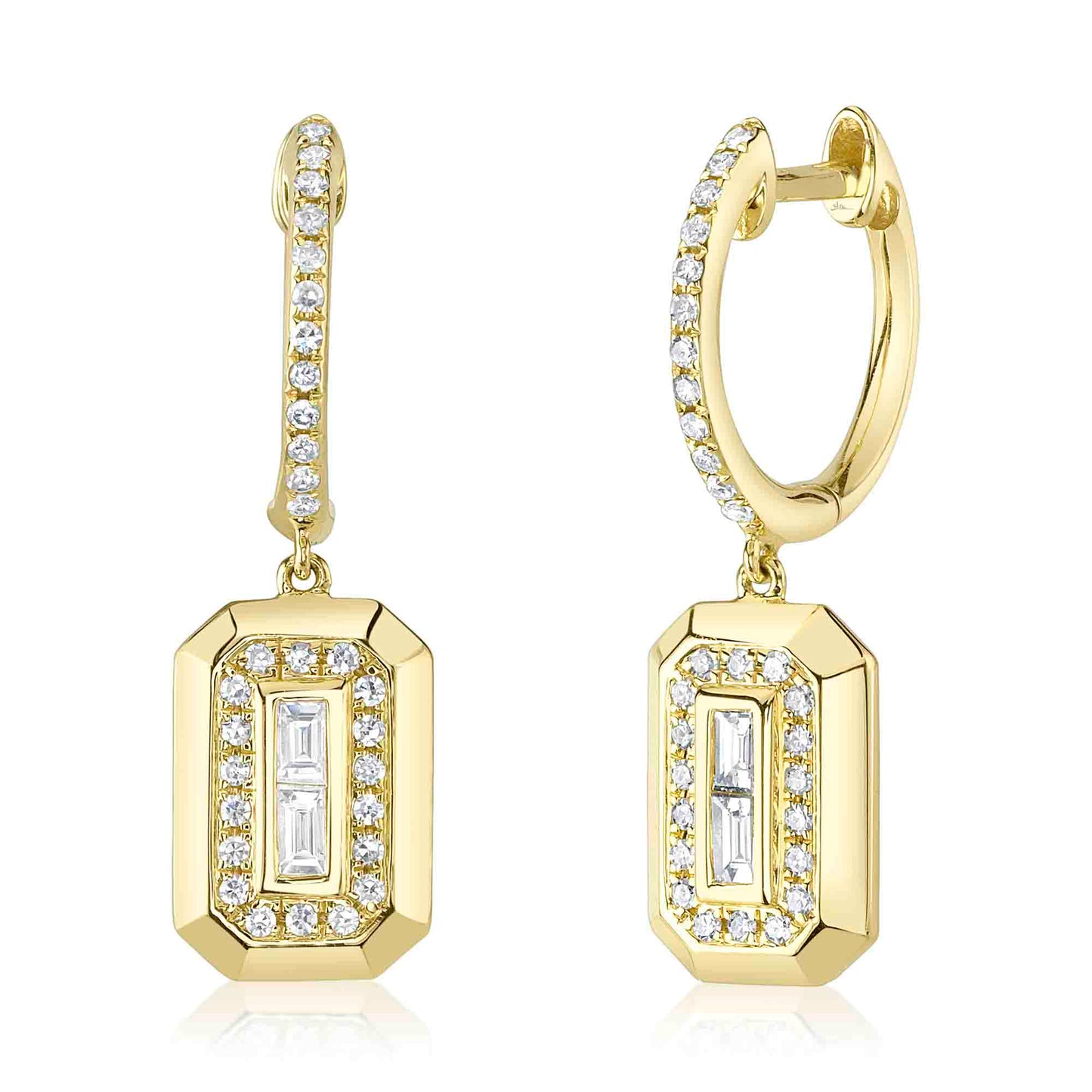 0.26CT 14K Y/G DIAMOND BAGUETTE EARRING
