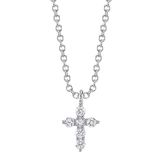 0.10CT 14K W/G DIAMOND CROSS NECKLACE