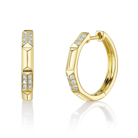 0.24CT 14K Y/G DIAMOND GEO CUT HOOP EARRING