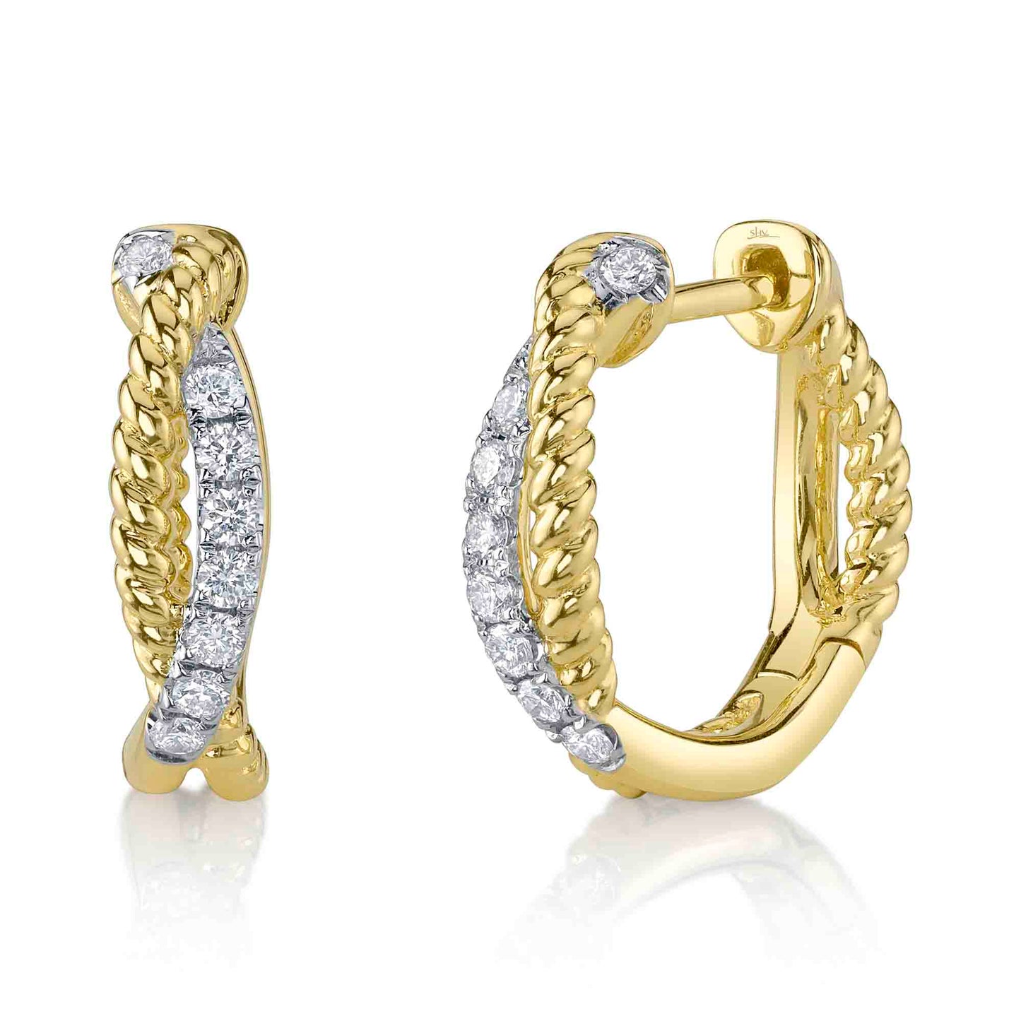 0.21CT 14K Y/G DIAMOND TWISTED HOOP EARRING