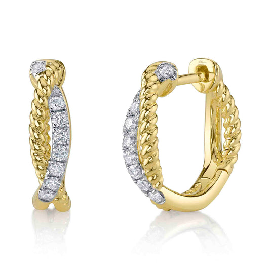 0.21CT 14K Y/G DIAMOND TWISTED HOOP EARRING