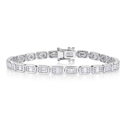1.53CT 14K W/G DIAMOND BAGUETTE TENNIS BRACELET