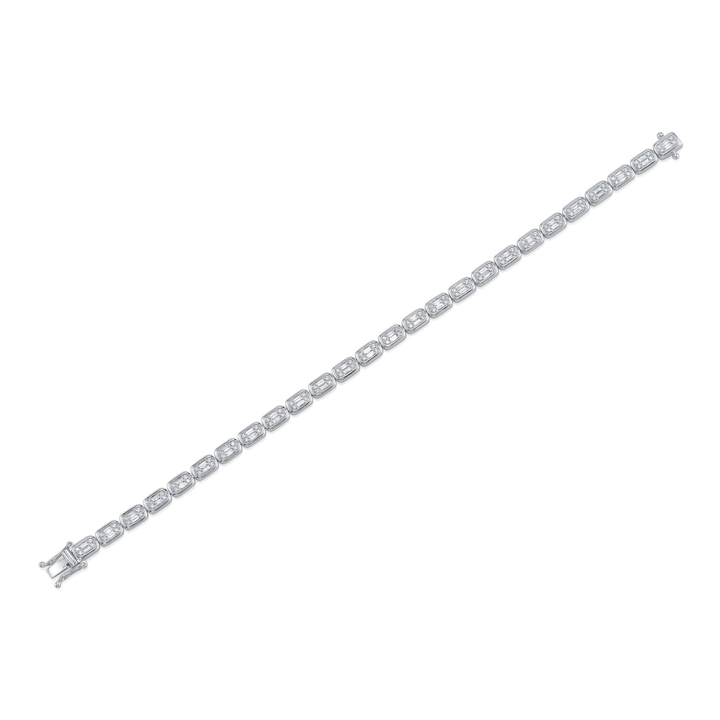 1.53CT 14K W/G DIAMOND BAGUETTE TENNIS BRACELET