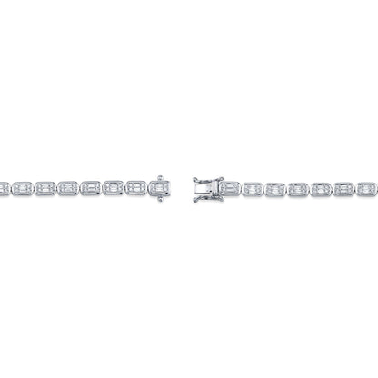 1.53CT 14K W/G DIAMOND BAGUETTE TENNIS BRACELET