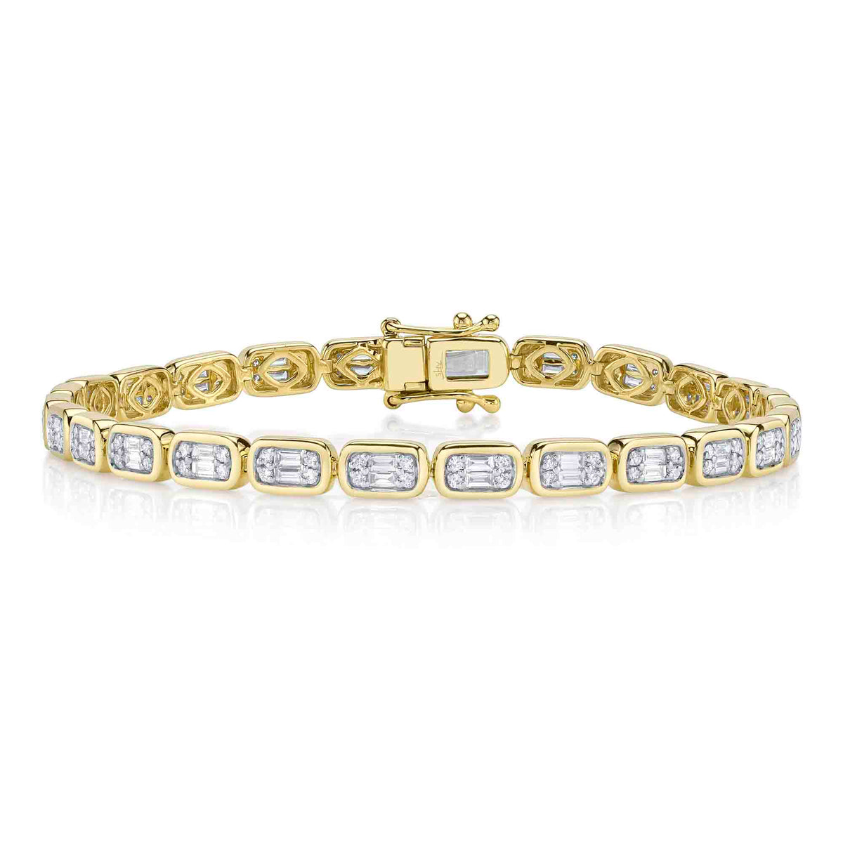 1.53CT 14K Y/G DIAMOND BAGUETTE TENNIS BRACELET