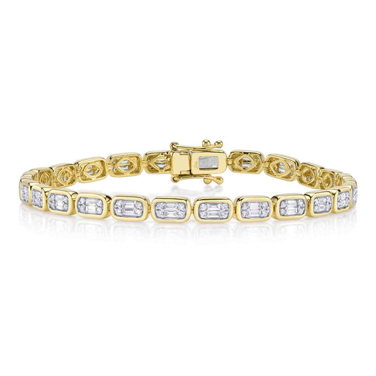 1.53CT 14K Y/G DIAMOND BAGUETTE TENNIS BRACELET