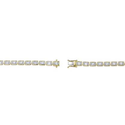 1.53CT 14K Y/G DIAMOND BAGUETTE TENNIS BRACELET
