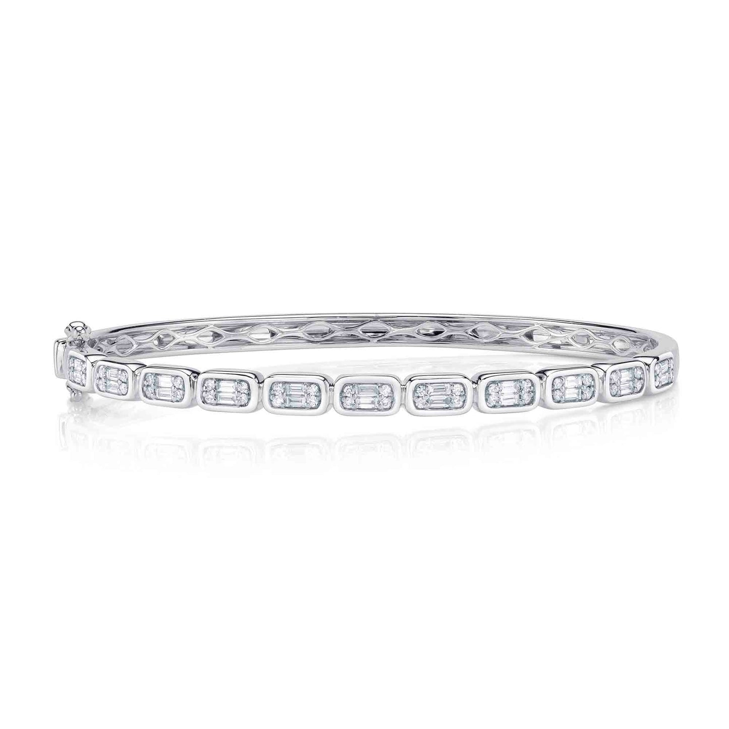 0.65CT 14K W/G DIAMOND BAGUETTE BANGLE