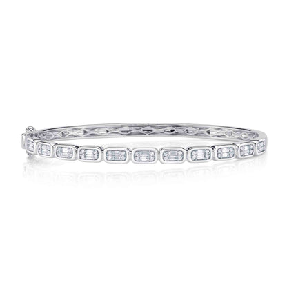 0.65CT 14K W/G DIAMOND BAGUETTE BANGLE