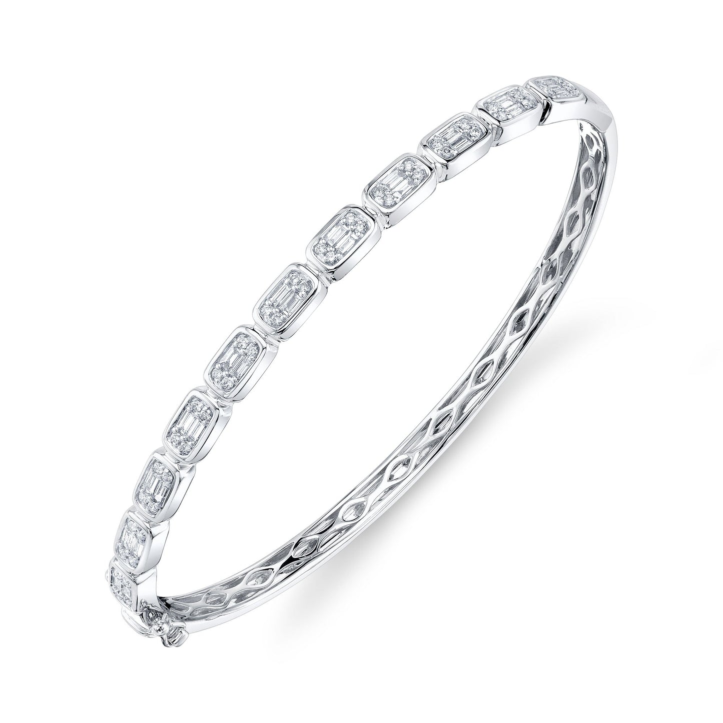 0.65CT 14K W/G DIAMOND BAGUETTE BANGLE