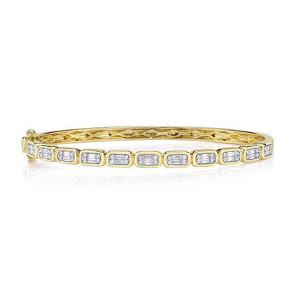 0.65CT 14K Y/G DIAMOND BAGUETTE BANGLE