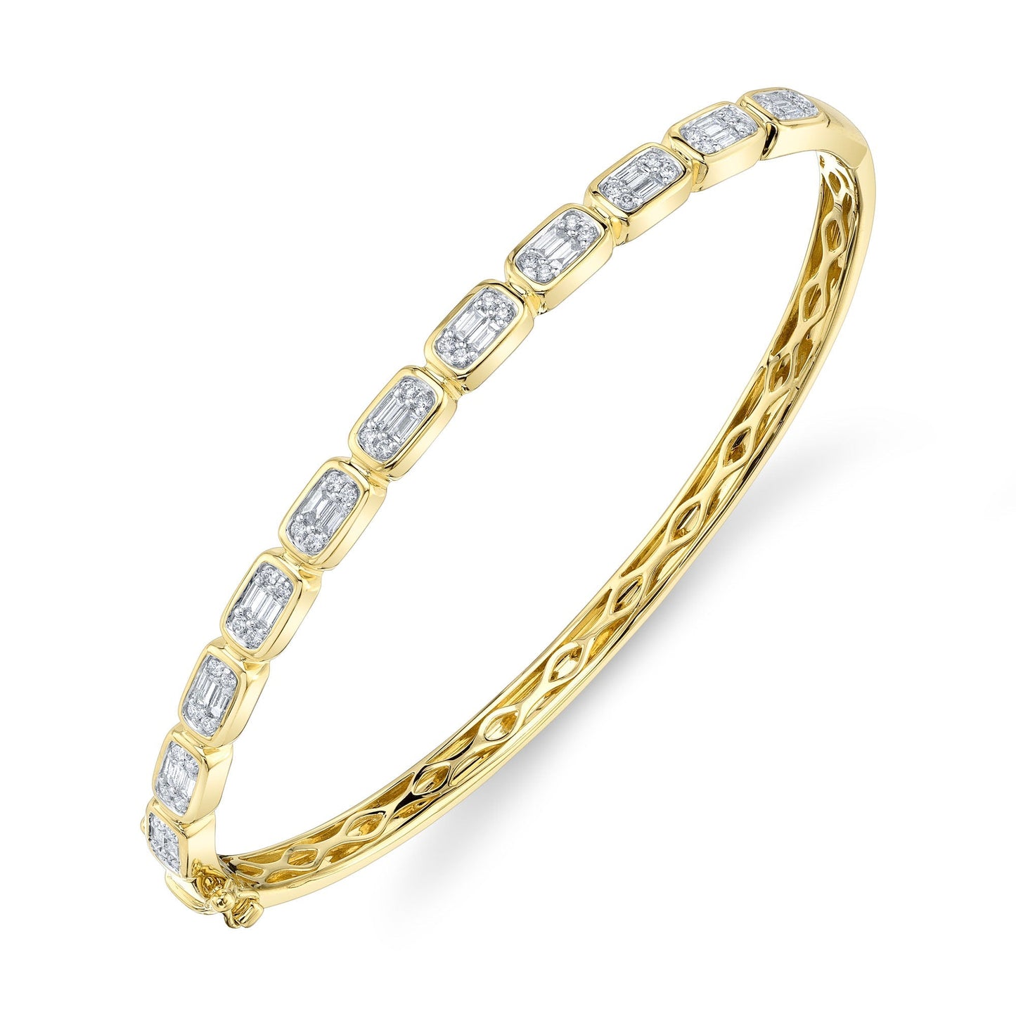 0.65CT 14K Y/G DIAMOND BAGUETTE BANGLE