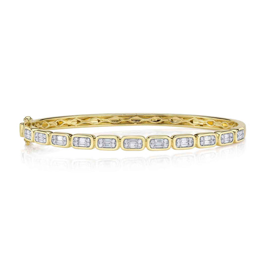 0.65CT 14K Y/G DIAMOND BAGUETTE BANGLE