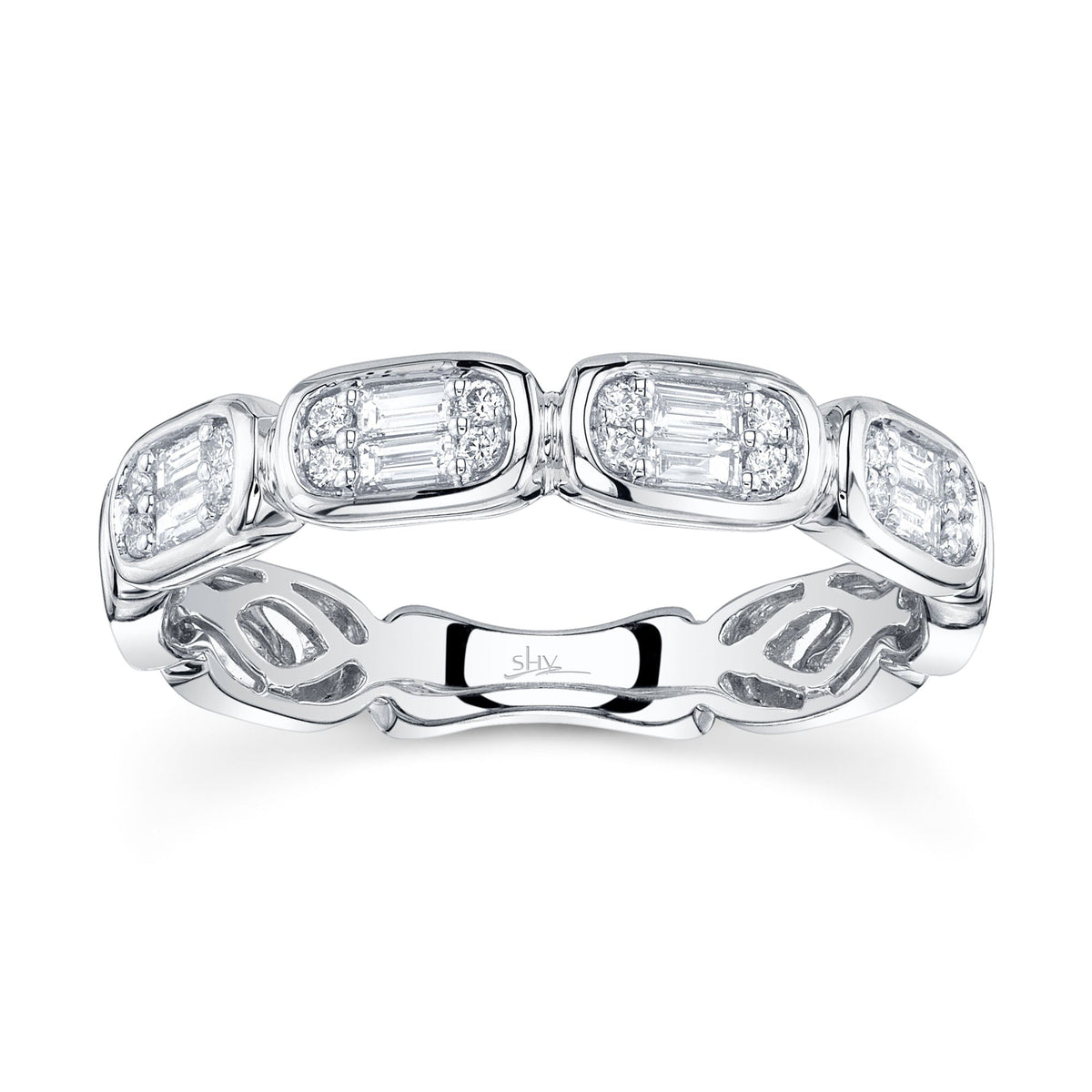 0.29CT 14K W/G DIAMOND BAGUETTE BAND