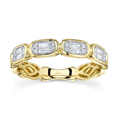 0.29CT 14K Y/G DIAMOND BAGUETTE BAND