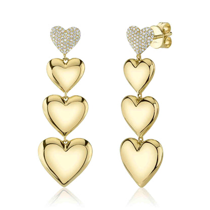 0.33CT 14K Y/G DIAMOND PAVE HEART EARRING