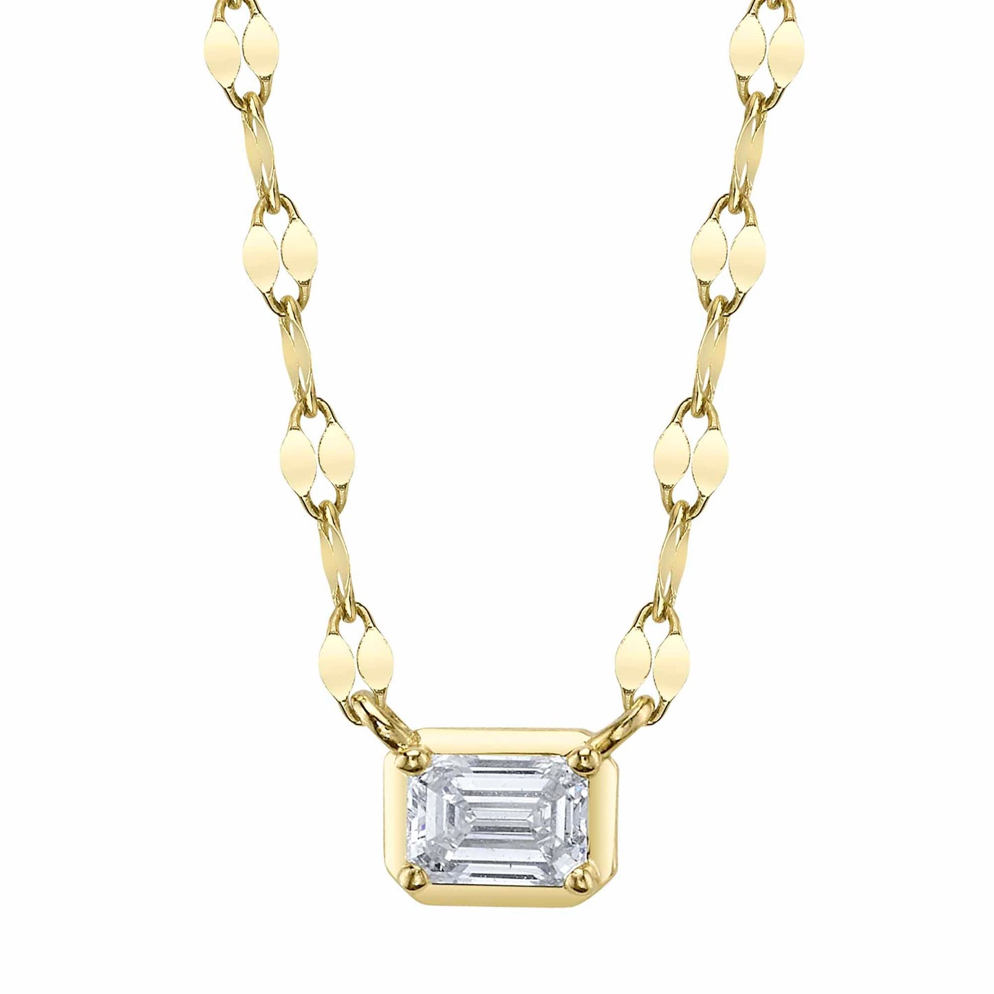 0.20CT 14K Y/G DIAMOND EMERALD SPARKLE CHAIN NECKLACE