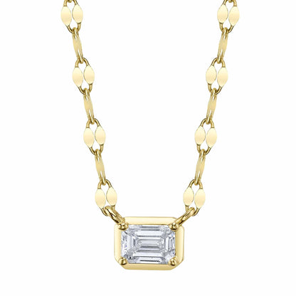 0.20CT 14K Y/G DIAMOND EMERALD SPARKLE CHAIN NECKLACE