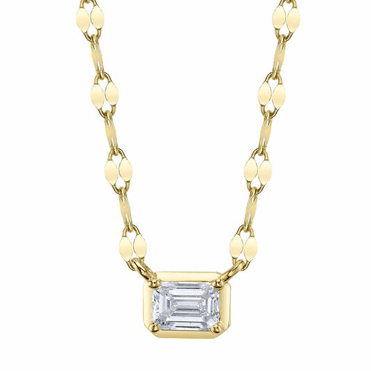 0.20CT 14K Y/G DIAMOND EMERALD SPARKLE CHAIN NECKLACE
