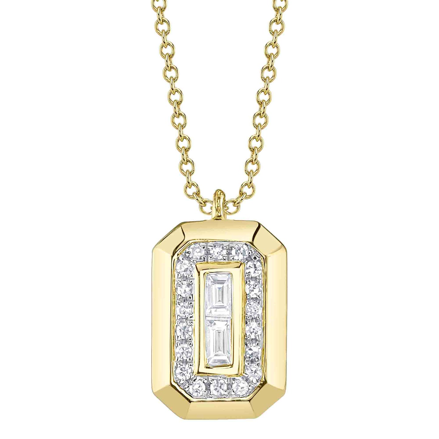 0.09CT 14K Y/G DIAMOND BAGUETTE NECKLACE