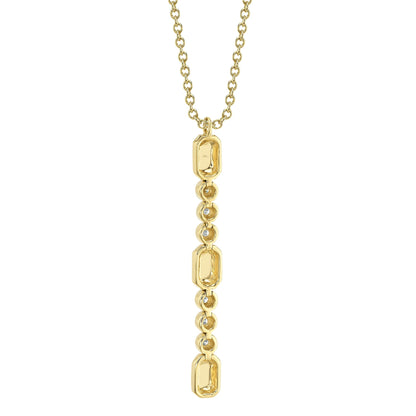 0.09CT 14K Y/G DIAMOND BEZEL GEO CUT LARIAT NECKLACE