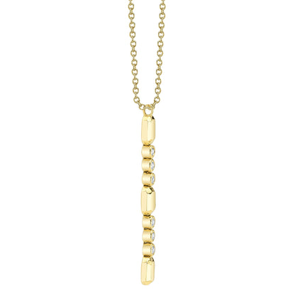 0.09CT 14K Y/G DIAMOND BEZEL GEO CUT LARIAT NECKLACE