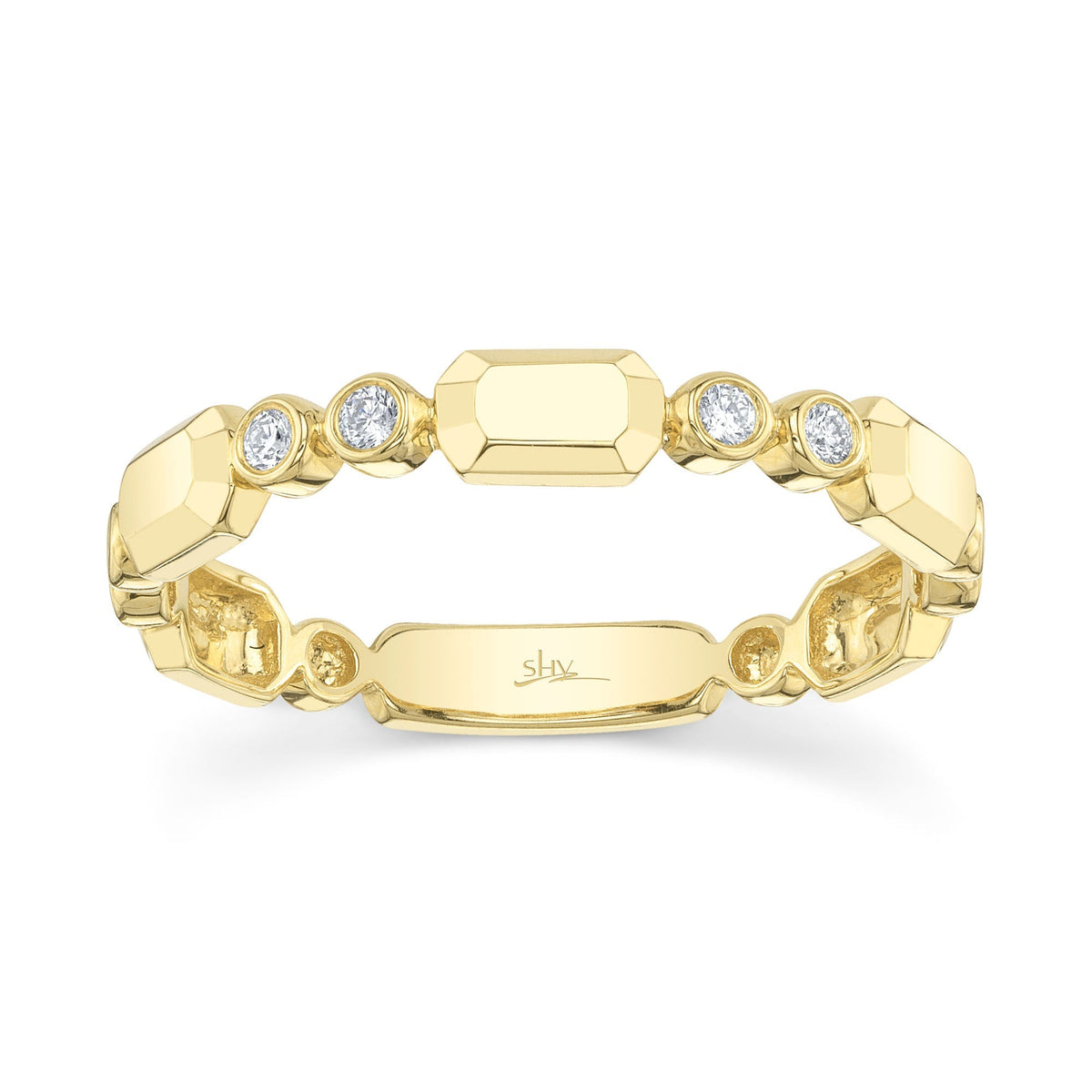 0.06CT 14K Y/G DIAMOND BEZEL GEO CUT BAND