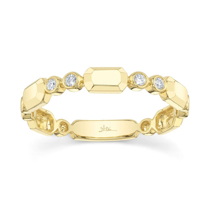 0.06CT 14K Y/G DIAMOND BEZEL GEO CUT BAND