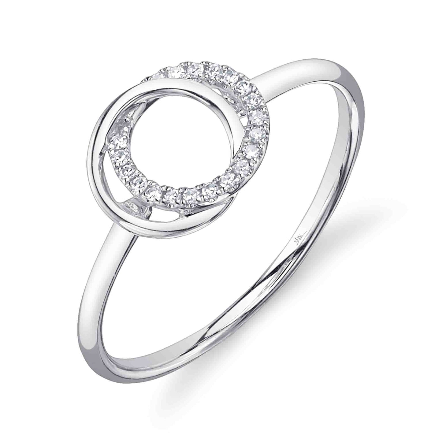 0.07CT 14K W/G DIAMOND LOVE KNOT CIRCLE RING