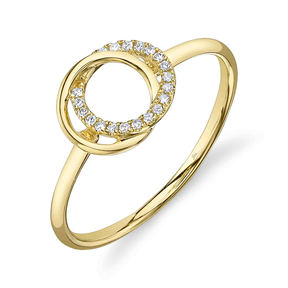 0.07CT 14K Y/G DIAMOND LOVE KNOT CIRCLE RING