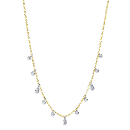0.64CT 14K2T Y/W DIAMOND FACETED BALL CHAIN NECKLACE