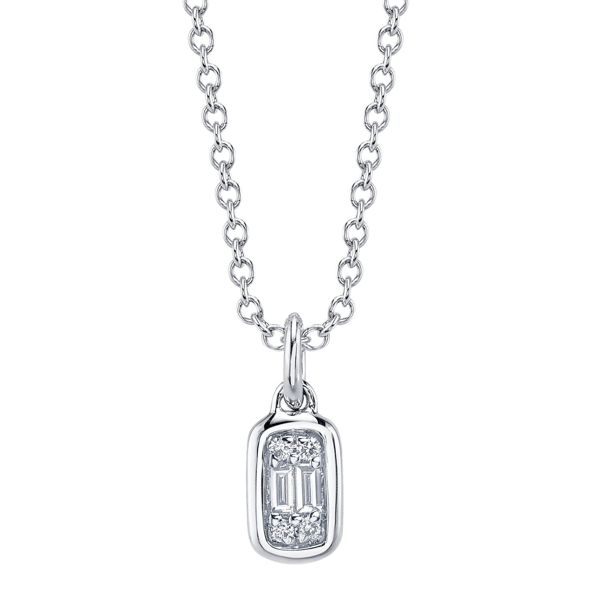0.07CT 14K W/G DIAMOND BAGUETTE NECKLACE