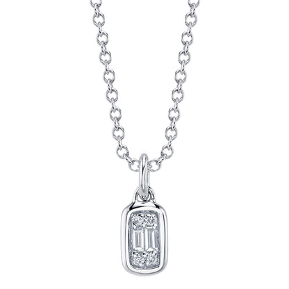 0.07CT 14K W/G DIAMOND BAGUETTE NECKLACE