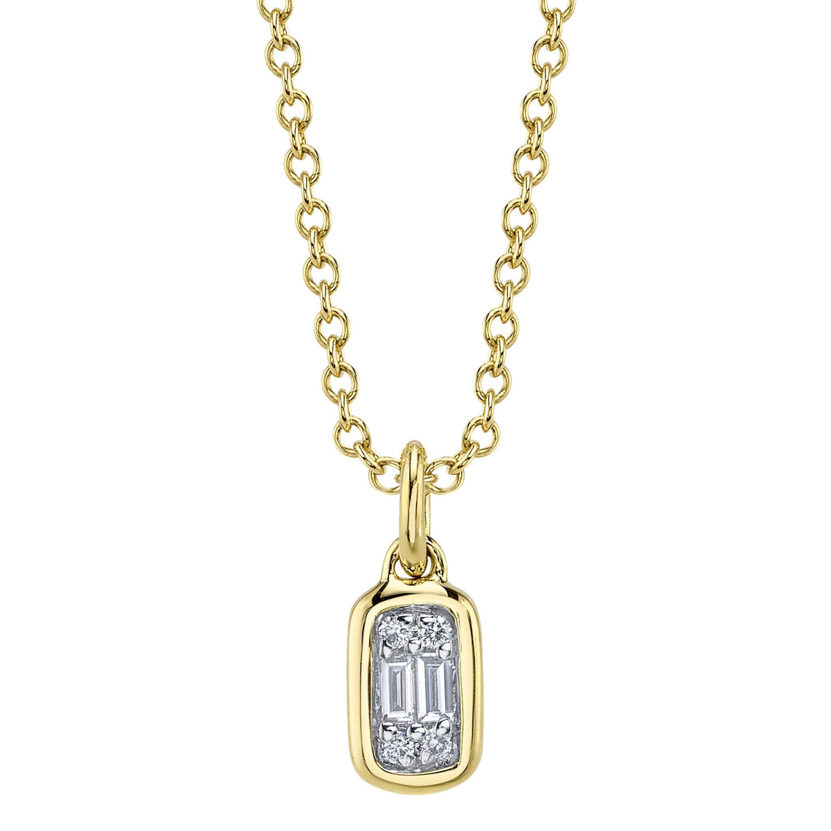 0.07CT 14K Y/G DIAMOND BAGUETTE NECKLACE