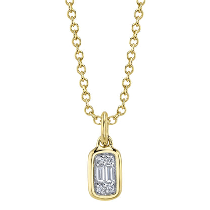 0.07CT 14K Y/G DIAMOND BAGUETTE NECKLACE
