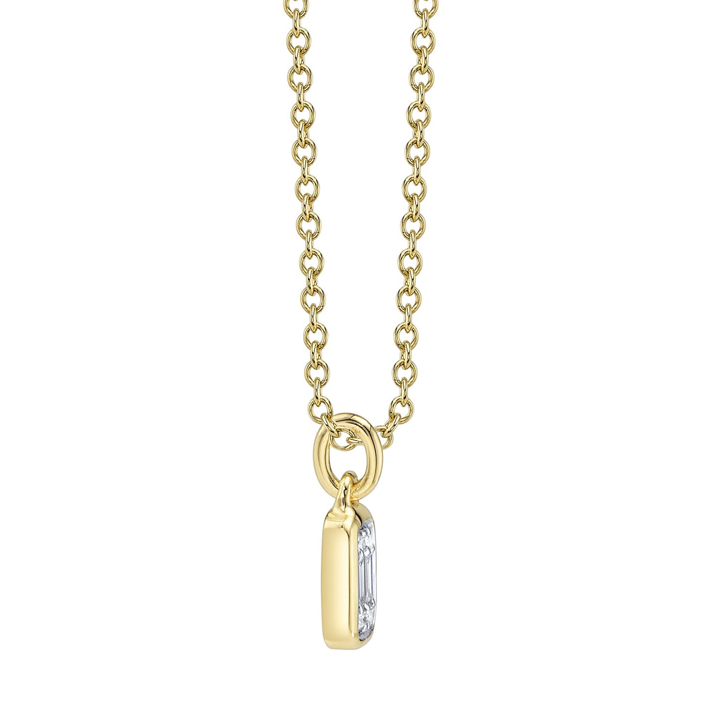 0.07CT 14K Y/G DIAMOND BAGUETTE NECKLACE