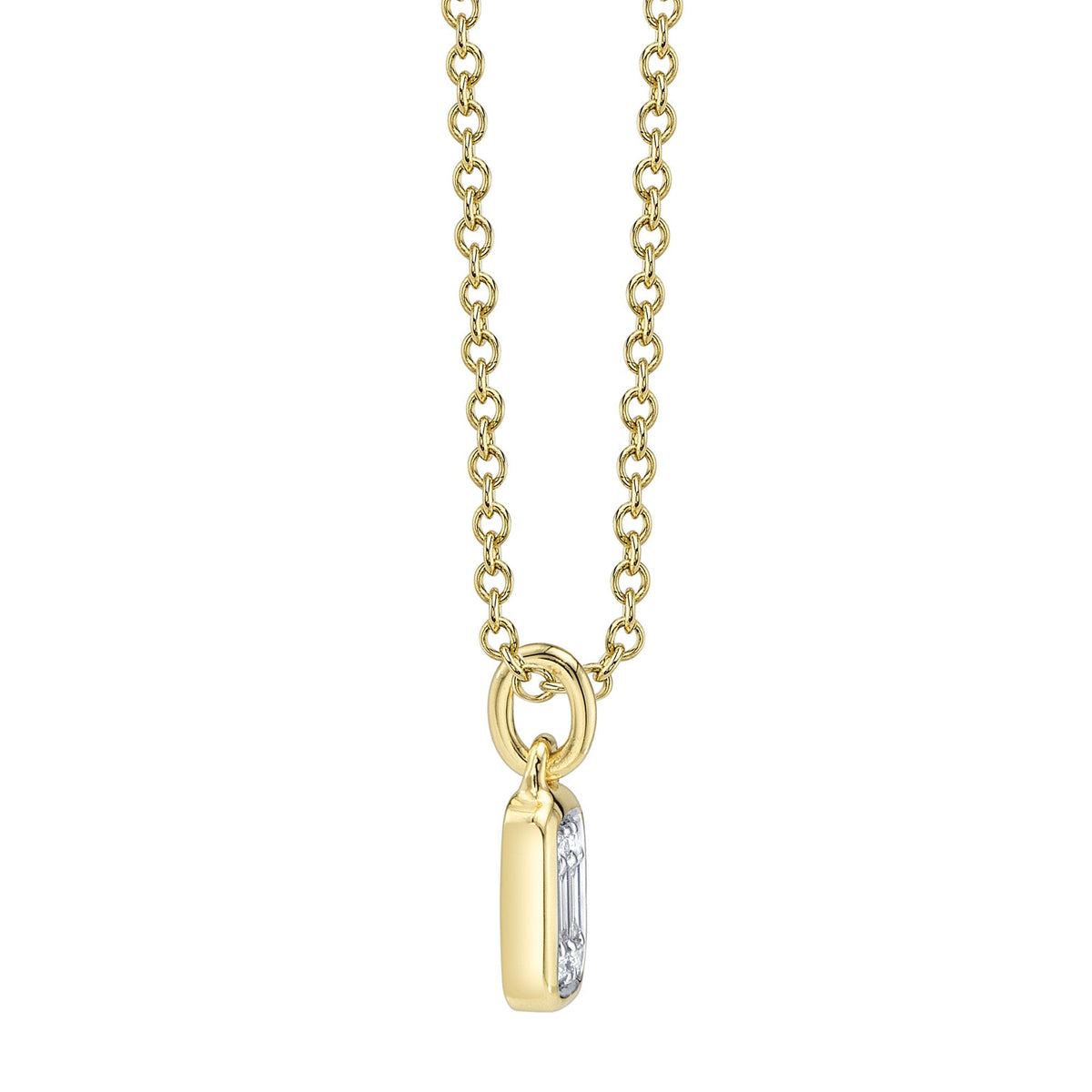 0.07CT 14K Y/G DIAMOND BAGUETTE NECKLACE