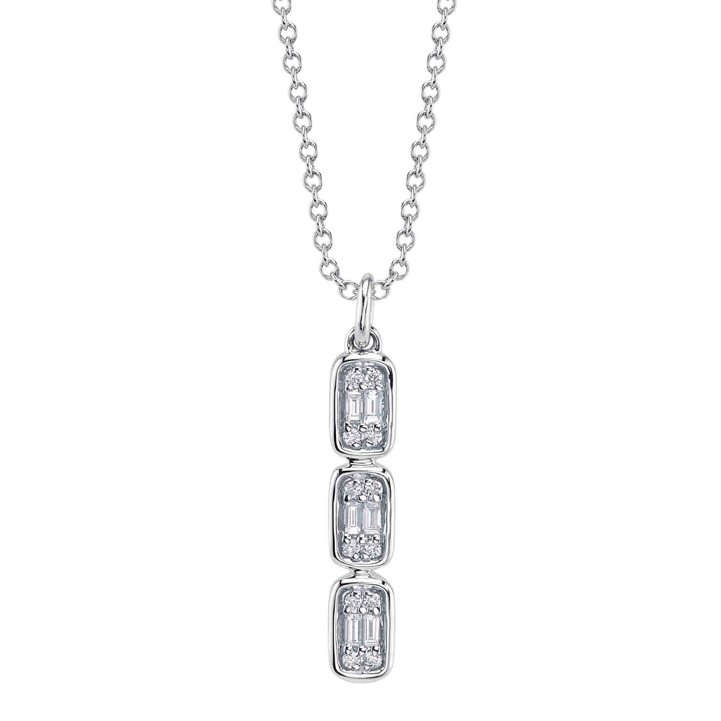 0.14CT 14K W/G DIAMOND BAGUETTE NECKLACE