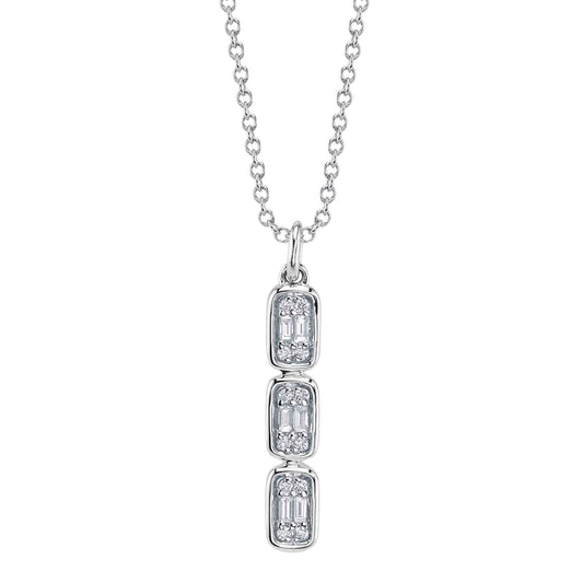0.14CT 14K W/G DIAMOND BAGUETTE NECKLACE