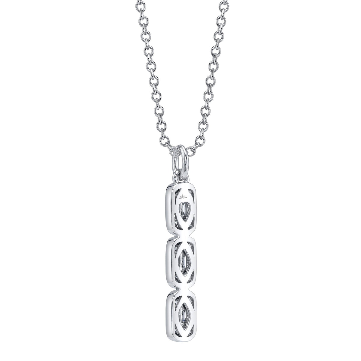0.14CT 14K W/G DIAMOND BAGUETTE NECKLACE