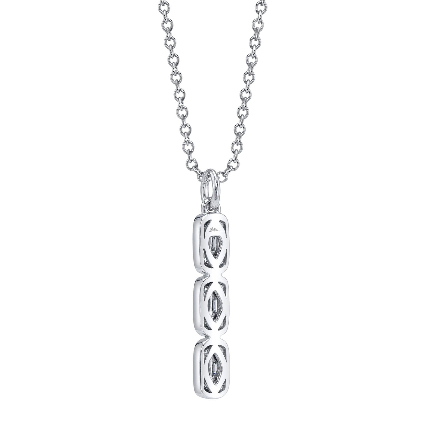 0.14CT 14K W/G DIAMOND BAGUETTE NECKLACE