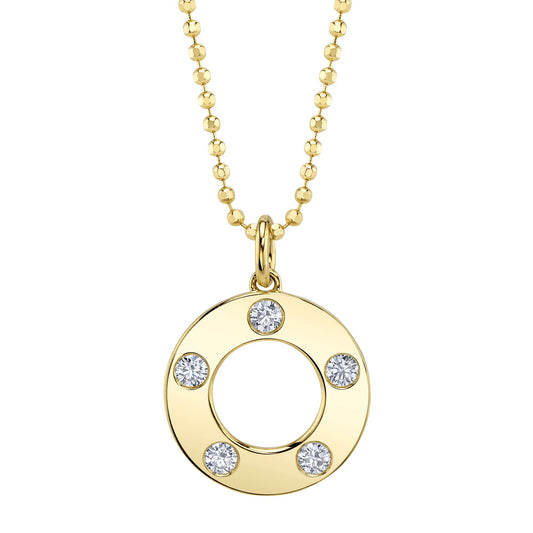 0.24CT 14K Y/G DIAMOND CIRCLE FACETED BALL CHAIN NECKLACE